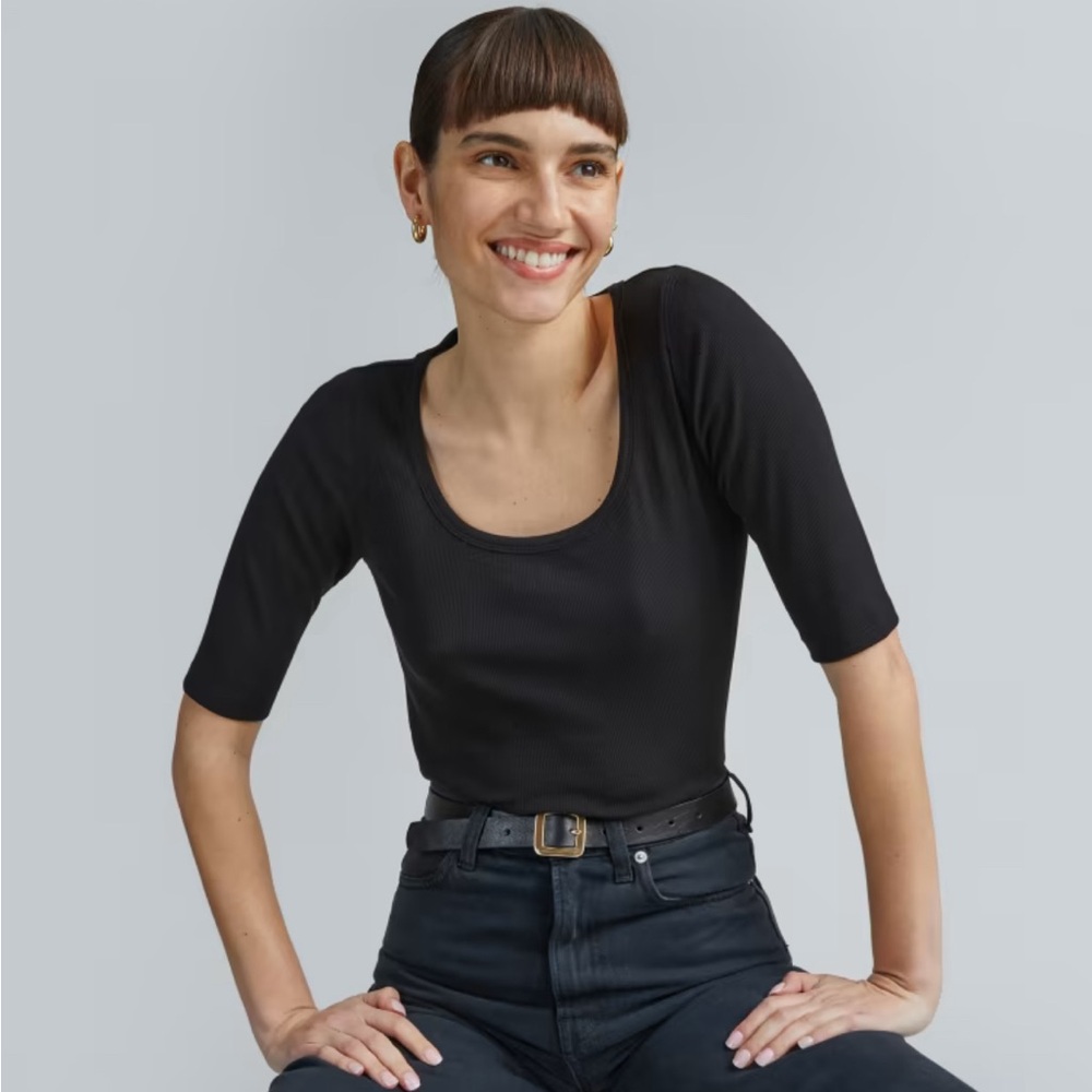 Everlane Pima Micro-Rib Scoop-Neck Tee